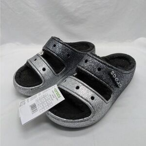 Crocs Kids Silver Glitter Sandals size M2/W4
